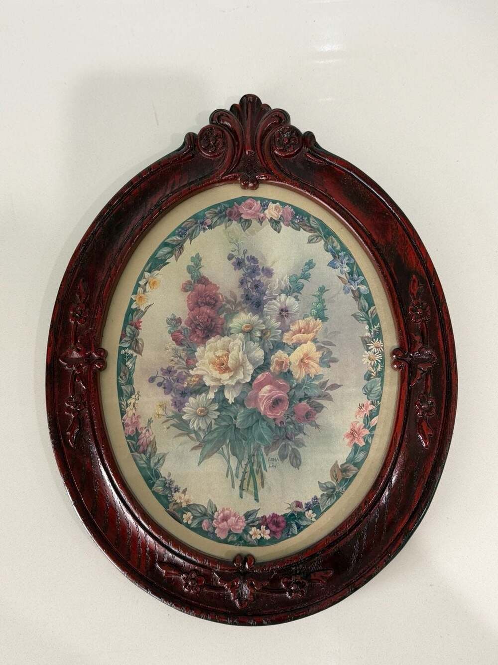 Lena Liu Floral Cameo Plate: "remembrance" Bradford Exchange, Framed